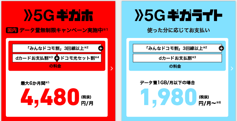 ドコモ、5Gスマホ向けの料金プラン「5Gギガホ」が開始 100GBまで高速通信、超過後も速度3Mbps、キャンペーンで無制限利用可能に